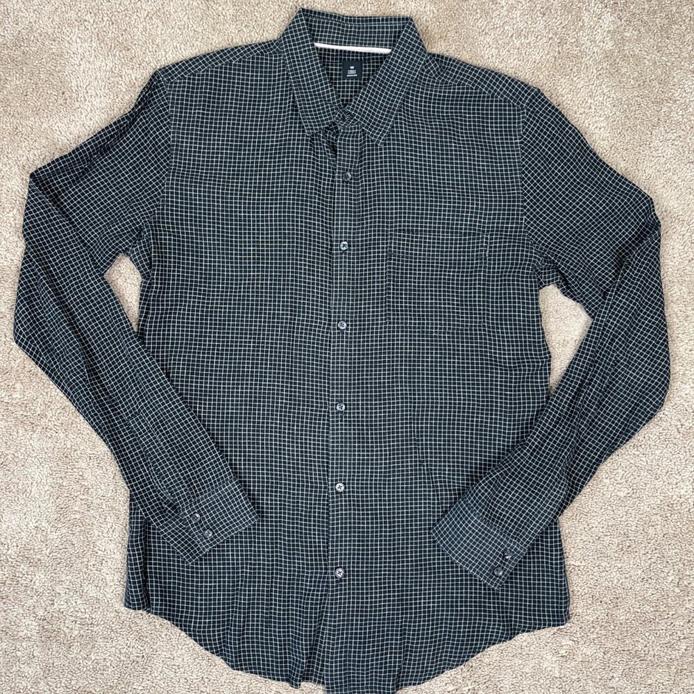Osklen Rio De Janeiro Linen Shirt Mens Small Black White Windowpane Plaid Resort